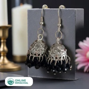 Black Beads Oxidized Earrings for Women