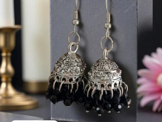 Black Beads Oxidized Earrings for Women Black Beads Oxidized Earrings for Women