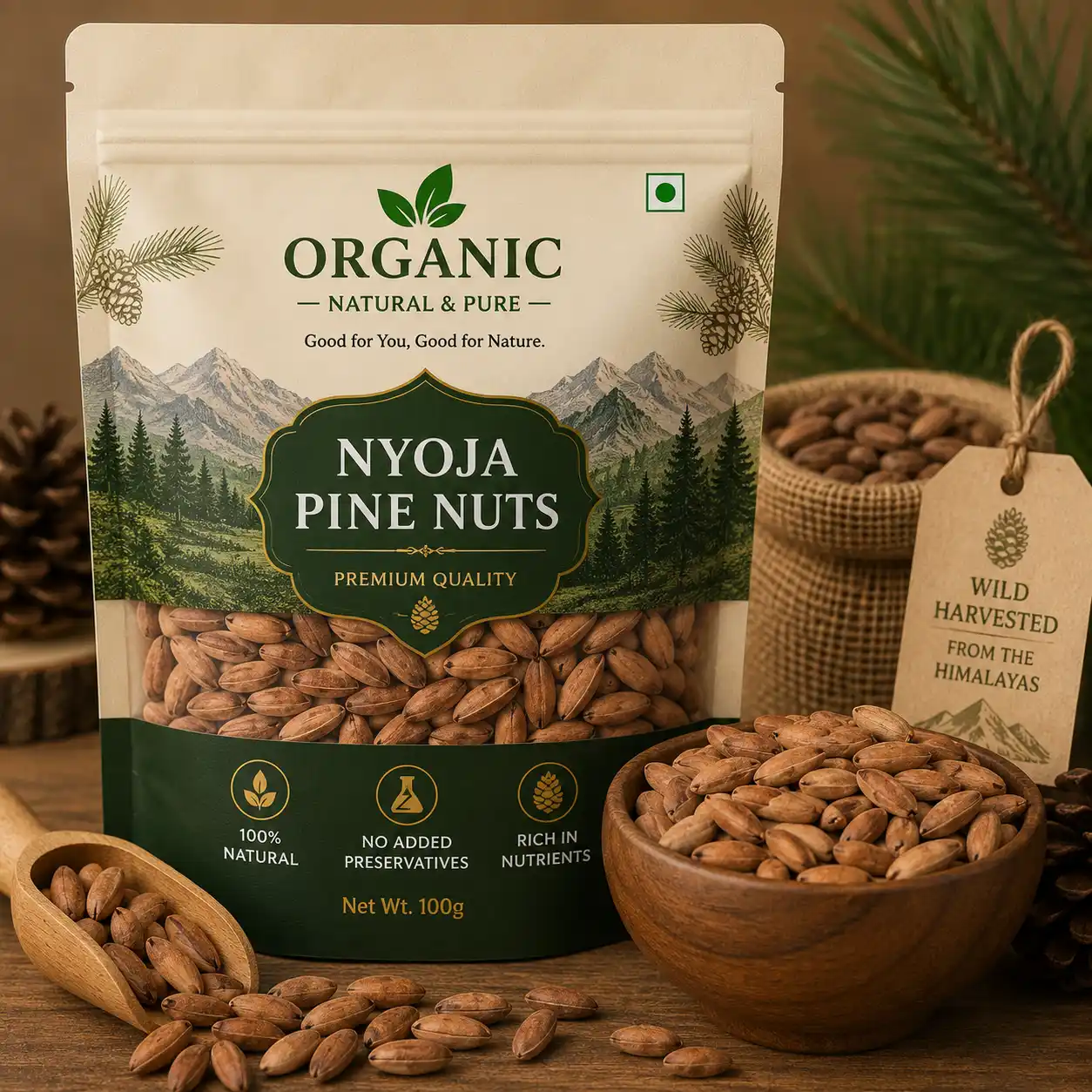 Nyoza Pine Nuts (Chilgoza) with Shell